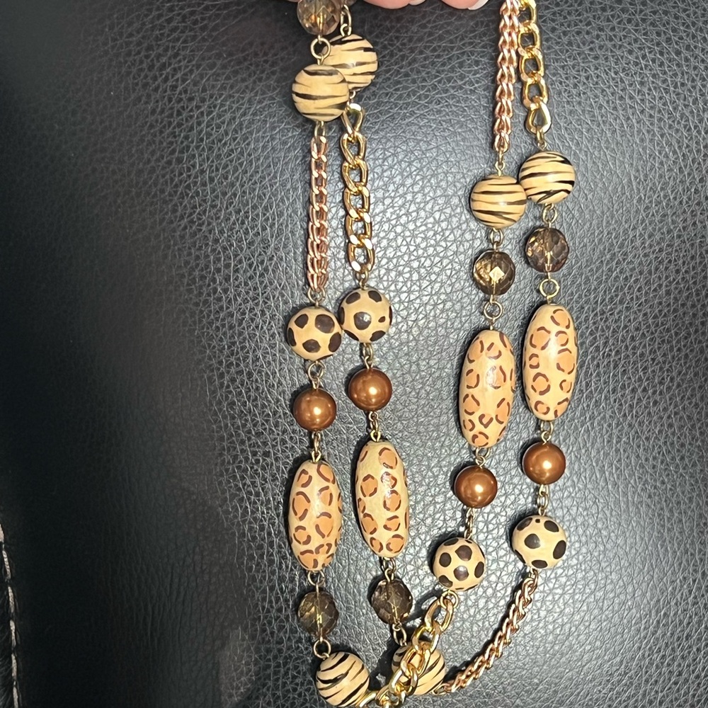 Wild Safari Beaded Necklace with Gold Accents